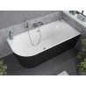 Mexen Mia freistehende Eckbadewanne rechts 160 x 75 cm, weiß/schwarz, Überlauf chrom - 52691607575P-01