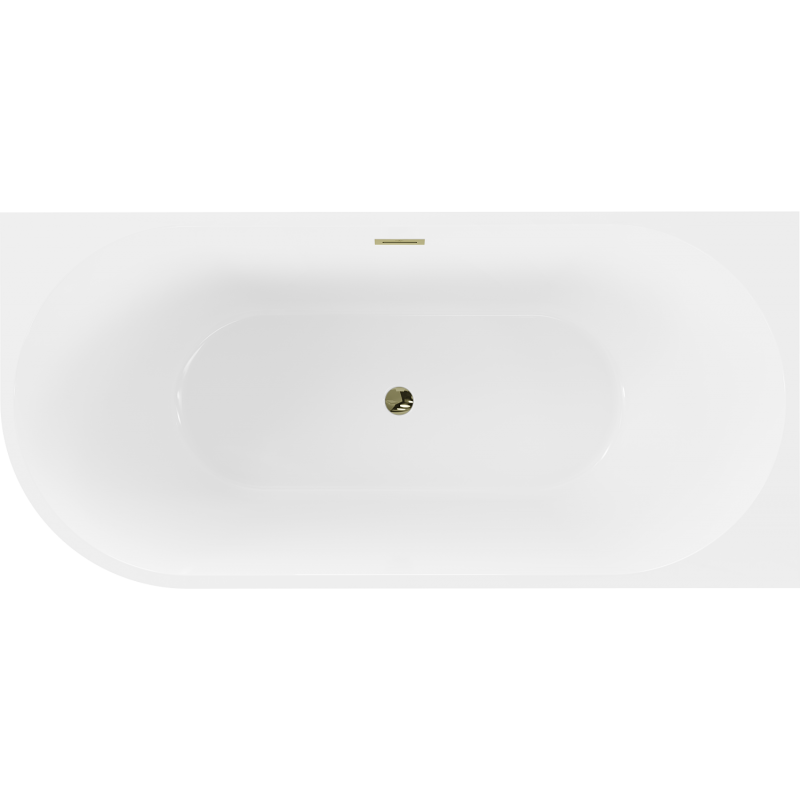 Mexen Mia freistehende Eckbadewanne rechts 160 x 75 cm, weiß/schwarz, Überlauf gold - 52691607575P-50