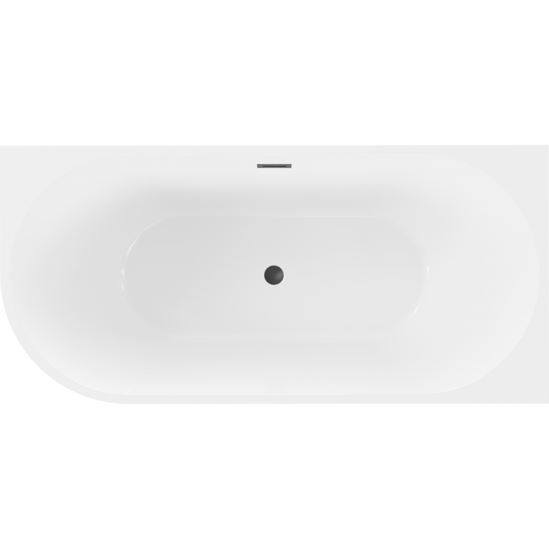 Mexen Mia freistehende Eckbadewanne rechts 160 x 75 cm, weiß/schwarz, Überlauf schwarz - 52691607575P-70