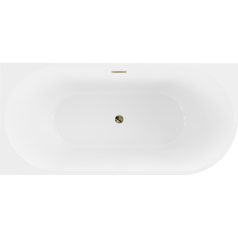Mexen Mia freistehende Eckbadewanne links 170 x 80 cm, weiß, Überlauf gold - 52691708000L-50
