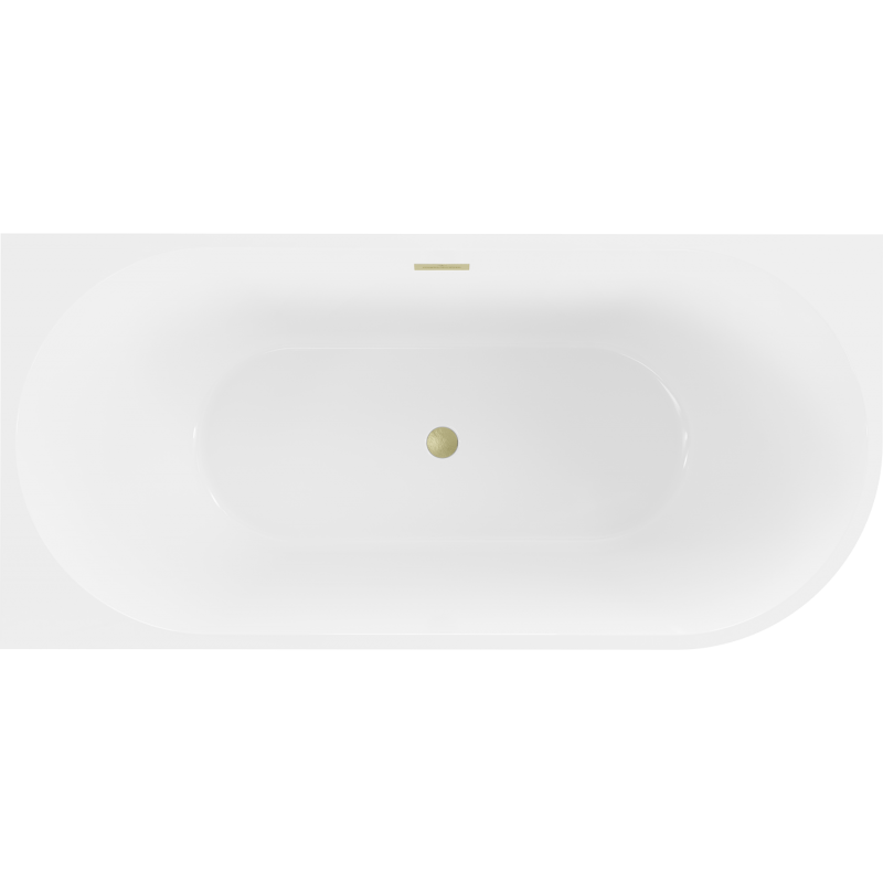 Mexen Mia freistehende Eckbadewanne links 170 x 80 cm, weiß, Überlauf gold gebürstet - 52691708000L-55