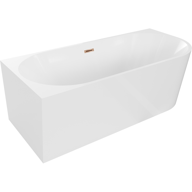 Mexen Mia freistehende Eckbadewanne links 170 x 80 cm, weiß, Überlauf Roségold - 52691708000L-60