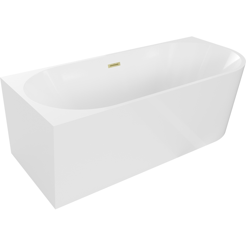 Mexen Mia freistehende Eckbadewanne links 170 x 80 cm, weiß, Überlauf gold gebürstet - 52691708000L-55