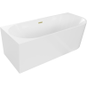 Mexen Mia freistehende Eckbadewanne links 170 x 80 cm, weiß, Überlauf gold gebürstet - 52691708000L-55