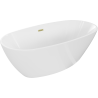 Mexen Eris freistehende Badewanne 155 x 80 cm, weiß, Überlauf gebürstetes Gold - 53441558000-55