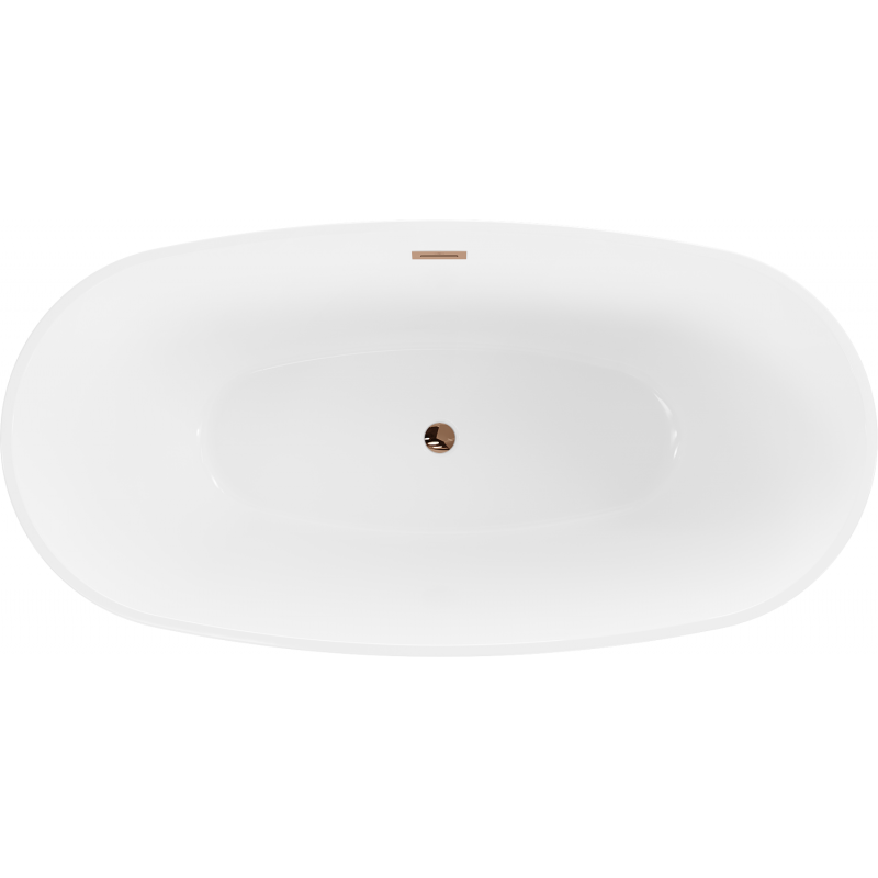 Mexen Eris Freistehende Badewanne 155 x 80 cm, weiß, Überlauf Roségold - 53441558000-60
