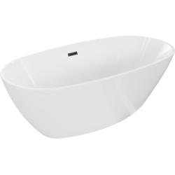 Mexen Eris freistehende Badewanne 155 x 80 cm, weiß, mit schwarzem Überlauf - 53441558000-70