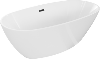 Mexen Eris freistehende Badewanne 155 x 80 cm, weiß, schwarzer Überlauf - 53441558000-70