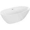 Mexen Eris freistehende Badewanne 155 x 80 cm, weiß, Überlauf gebürsteter Nickel - 53441558000-97