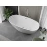 Mexen Eris freistehende Badewanne 155 x 80 cm, weiß, Überlauf gebürsteter Nickel - 53441558000-97
