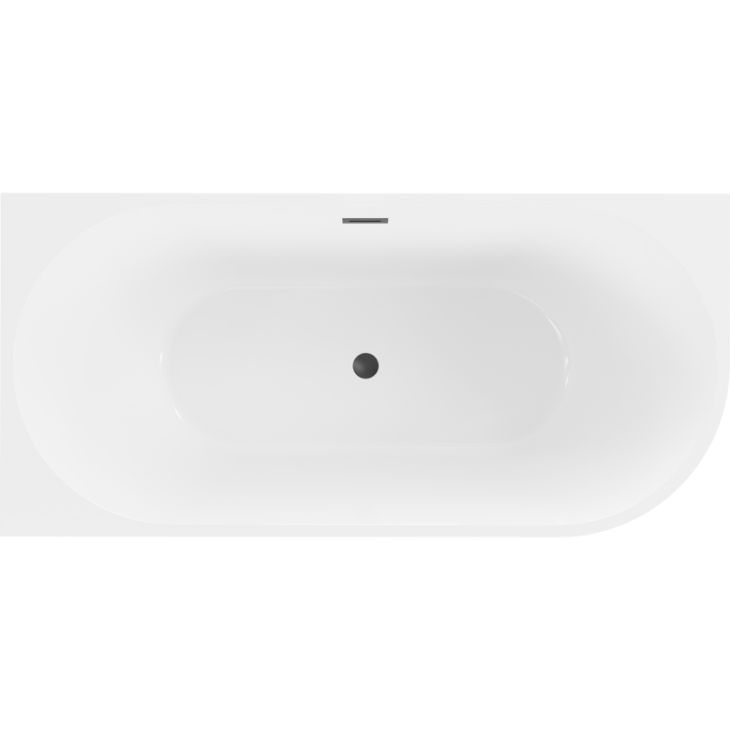 Mexen Mia freistehende Eckbadewanne links 170 x 80 cm, weiß/schwarz, Überlauf schwarz - 52691708075L-70