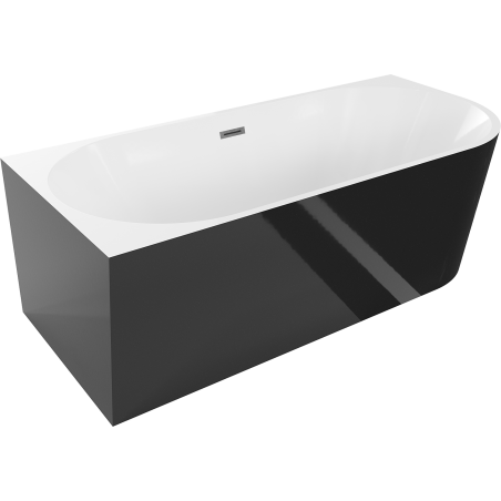 Mexen Mia Freistehende Eckbadewanne links 170 x 80 cm, weiß/schwarz, Überlauf gun gray gebürstet - 52691708075L-66