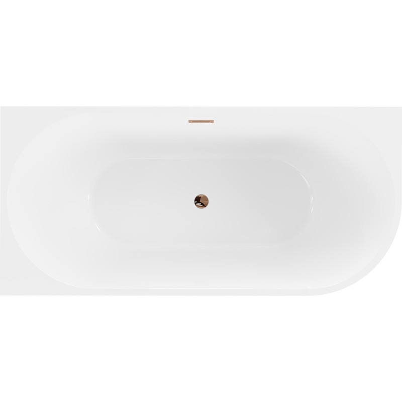 Mexen Mia Eckfreistehende Badewanne links 170 x 80 cm, weiß/schwarz, Überlauf Roségold - 52691708075L-60