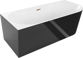 Mexen Mia Eckfreistehende Badewanne links 170 x 80 cm, weiß/schwarz, Überlauf Roségold - 52691708075L-60