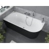 Mexen Mia freistehende Eckbadewanne links 170 x 80 cm, weiß/schwarz, Überlauf chrom - 52691708075L-01