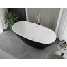 Mexen Eris freistehende Badewanne 155 x 80 cm, weiß/schwarz, Überlauf gebürstetes Nickel - 53441558075-97