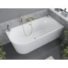 Mexen Mia Freistehende Eckbadewanne rechts 170 x 80 cm, weiß, Überlauf gold - 52691708000P-50