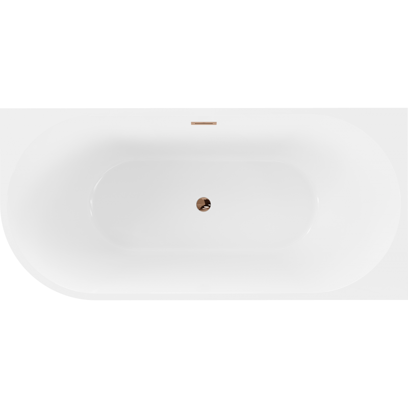 Mexen Mia freistehende Eckbadewanne rechts 170 x 80 cm, weiß, Überlauf roségold - 52691708000P-60