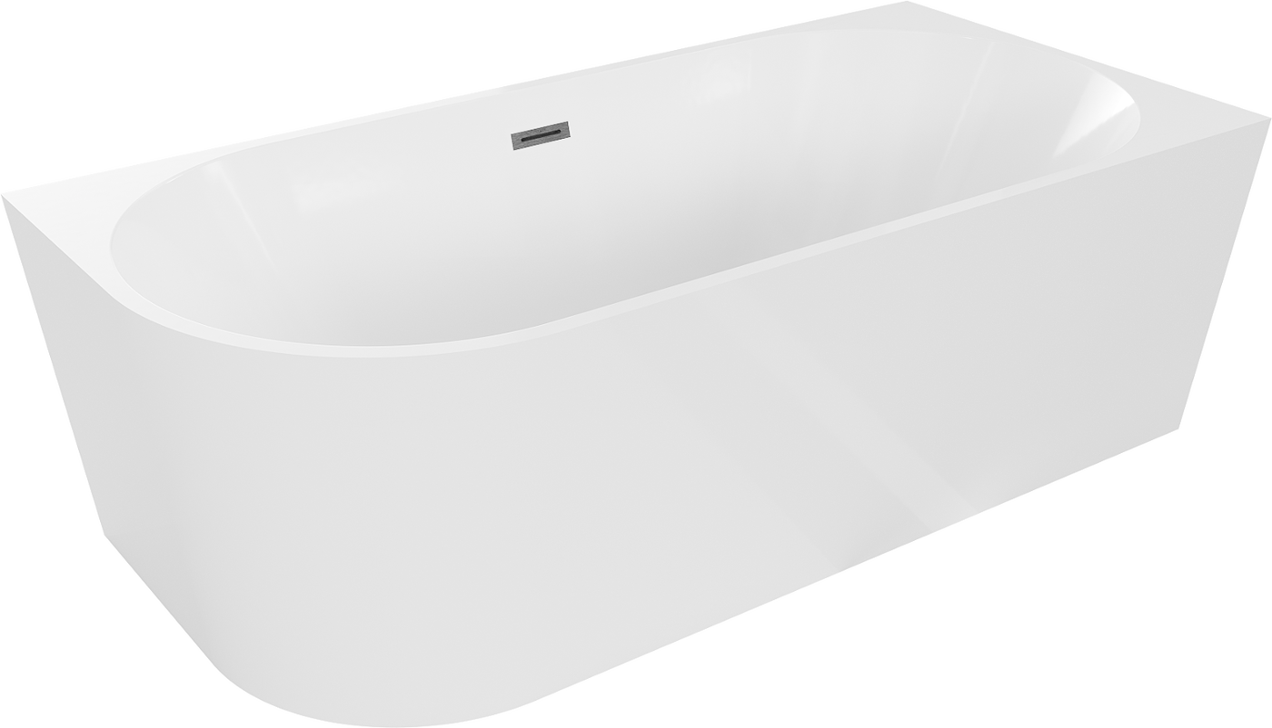 Mexen Mia freistehende rechteckige Badewanne 170 x 80 cm, weiß, Abfluss gun gray gebürstet - 52691708000P-66