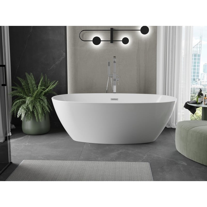 Mexen Eris Freistehende Badewanne 170 x 80 cm, weiß, Überlauf chrom - 53441708000-01