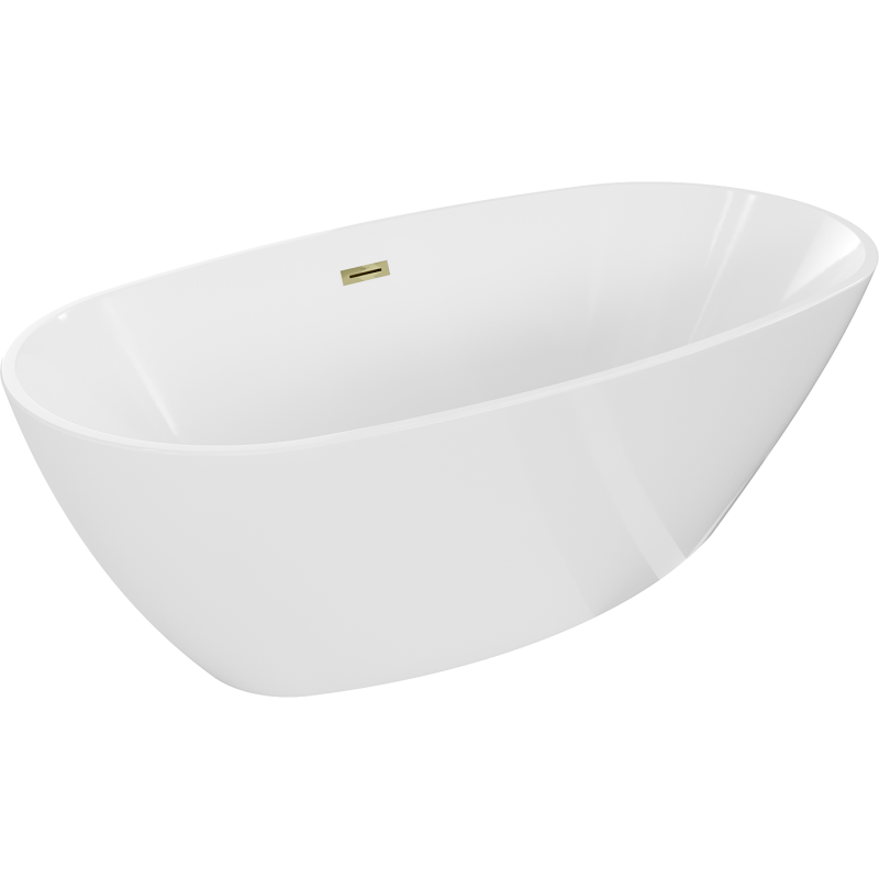 Mexen Eris freistehende Badewanne 170 x 80 cm, weiß, Überlauf gold - 53441708000-50