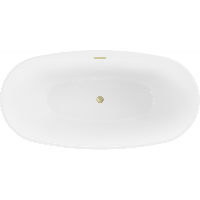 Mexen Eris freistehende Badewanne 170 x 80 cm, weiß, Überlauf gebürstetes Gold - 53441708000-55