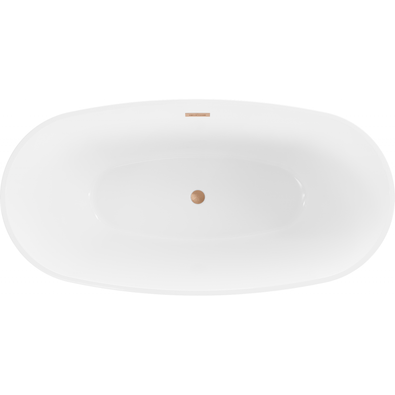 Mexen Eris freistehende Badewanne 170 x 80 cm, weiß, Überlauf gebürstetes Kupfer - 53441708000-65