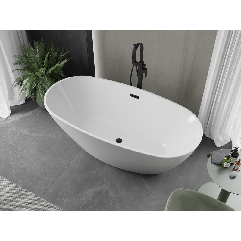 Mexen Eris freistehende Badewanne 170 x 80 cm, weiß, schwarzer Überlauf - 53441708000-70
