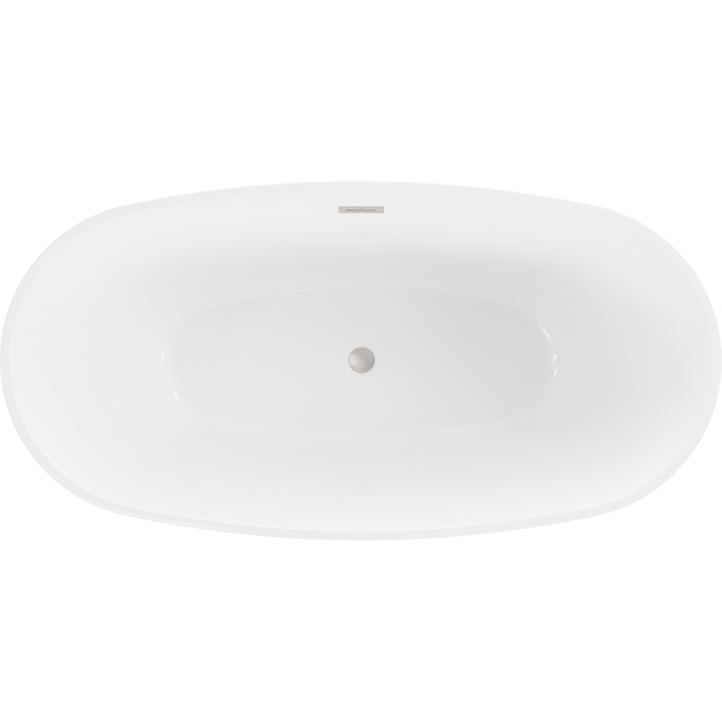 Mexen Eris freistehende Badewanne 170 x 80 cm, weiß, Überlauf gebürstetes Nickel - 53441708000-97