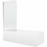 Mexen Vega rechteckige Badewanne 160 x 70 cm mit Verkleidung und 1-flügeliger Abtrennung 80 cm, transparent, chrom