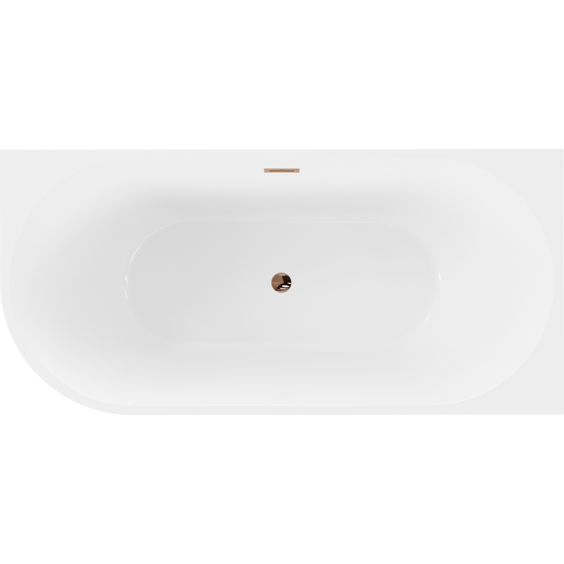 Mexen Mia freistehende Eckbadewanne rechts 170 x 80 cm, weiß/schwarz, Überlauf Roségold - 52691708075P-60