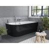 Mexen Mia freistehende Eckbadewanne rechts 170 x 80 cm, weiß/schwarz, Überlauf gun gray gebürstet - 52691708075P-66
