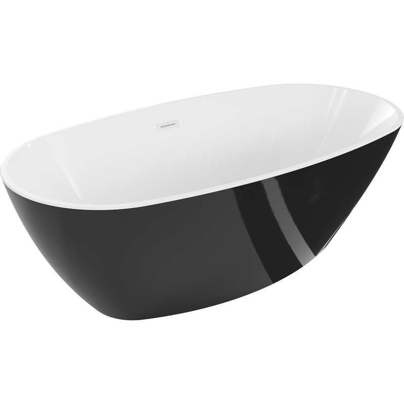 Mexen Eris freistehende Badewanne 170 x 80 cm, weiß/schwarz, weiße Überlaufabdeckung - 53441708075-20