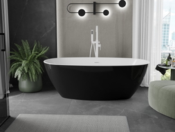Mexen Eris freistehende Badewanne 170 x 80 cm, weiß/schwarz, weiße Überlaufabdeckung - 53441708075-20