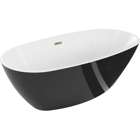Mexen Eris freistehende Badewanne 170 x 80 cm, weiß/schwarz, Überlauf gold - 53441708075-50