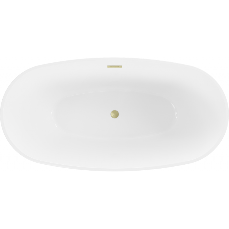 Mexen Eris freistehende Badewanne 170 x 80 cm, weiß/schwarz, Überlauf gebürstet gold - 53441708075-55