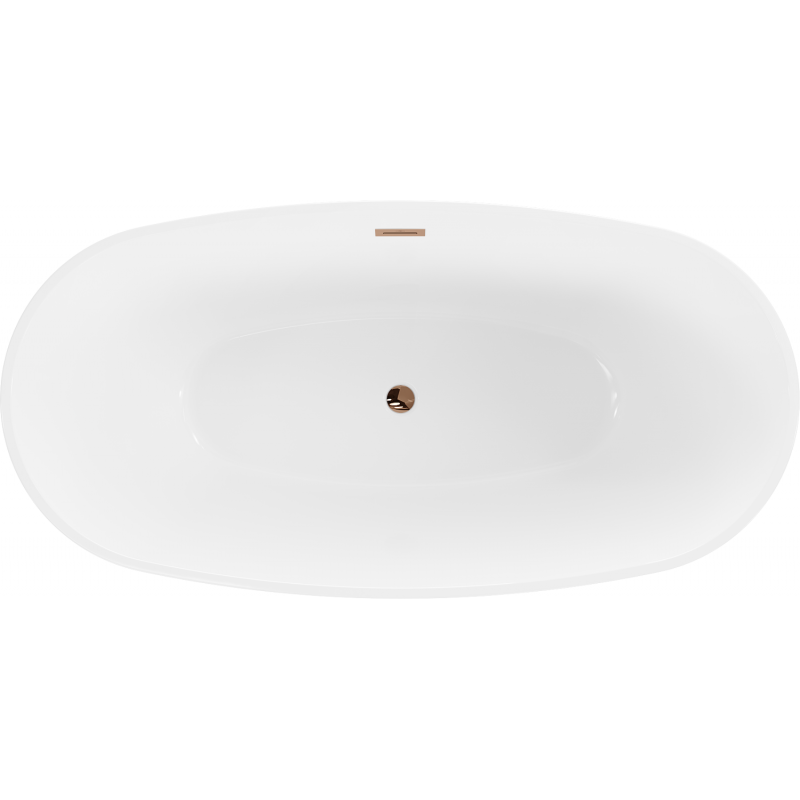 Mexen Eris freistehende Badewanne 170 x 80 cm, weiß/schwarz, Überlauf roségold - 53441708075-60