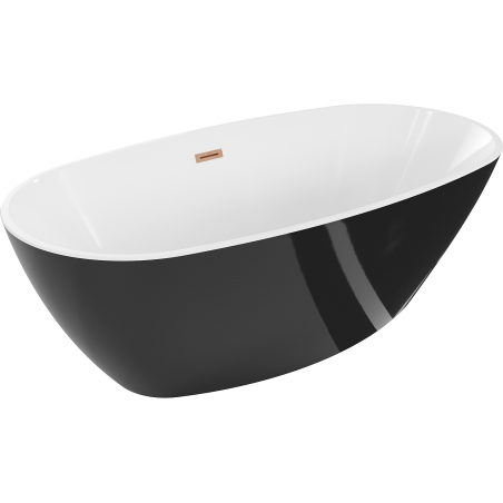 Mexen Eris freistehende Badewanne 170 x 80 cm, weiß/schwarz, Überlauf gebürstetes Kupfer - 53441708075-65