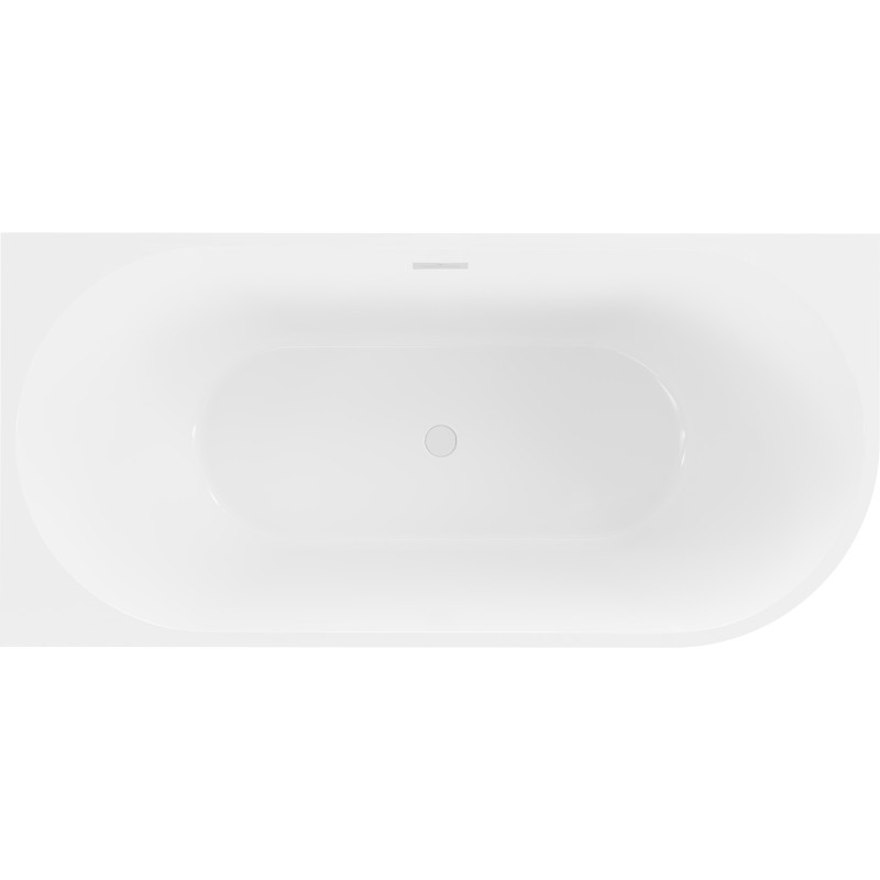 Mexen Mia freistehende Eckbadewanne links 180 x 80 cm, weiß, Überlauf weiß - 52691808000L-20