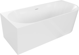 Mexen Mia freistehende Eckbadewanne links 180 x 80 cm, weiß, Überlauf weiß - 52691808000L-20