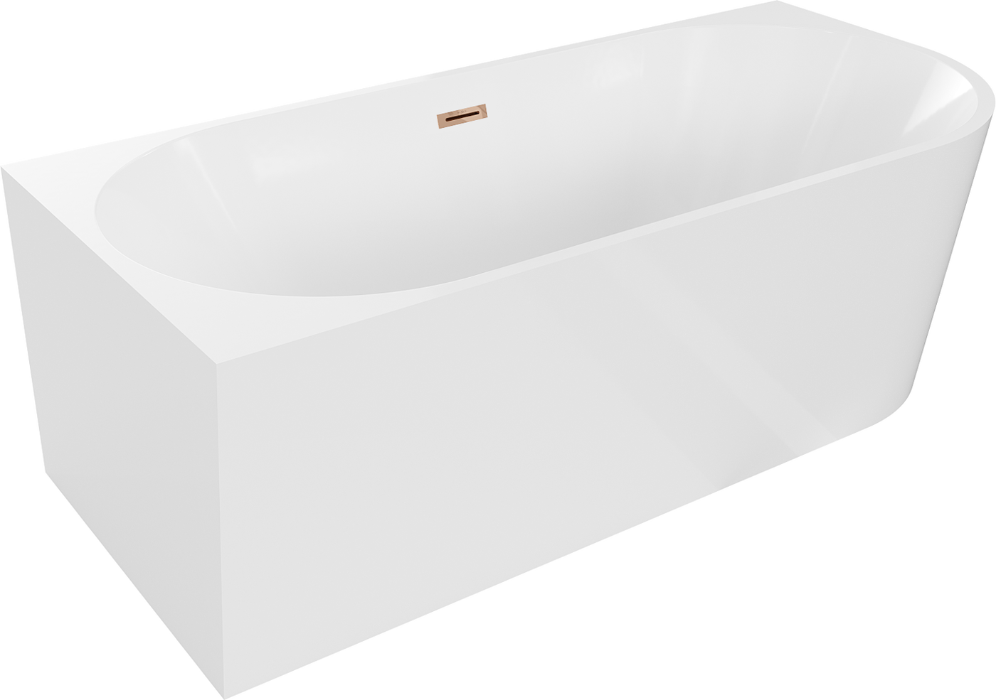 Mexen Mia freistehende Badewanne links 180 x 80 cm, weiß, Überlauf rose gold - 52691808000L-60