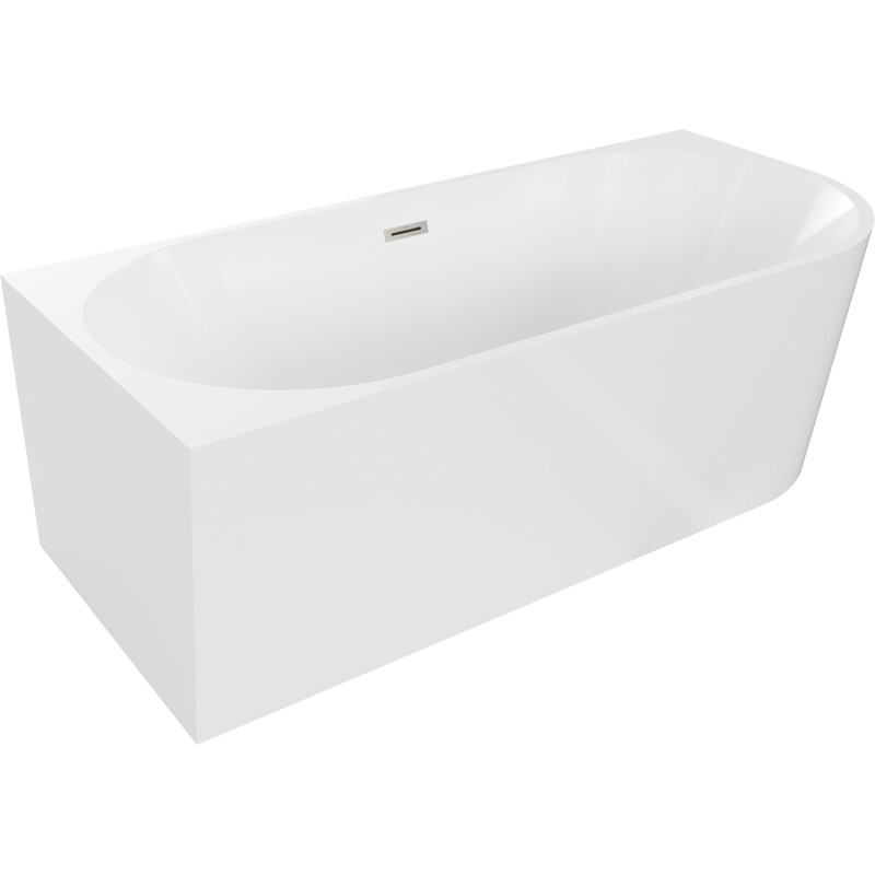 Mexen Mia Freistehende Eckbadewanne links 180 x 80 cm, weiß, Überlauf in gebürstetem Nickel - 52691808000L-97