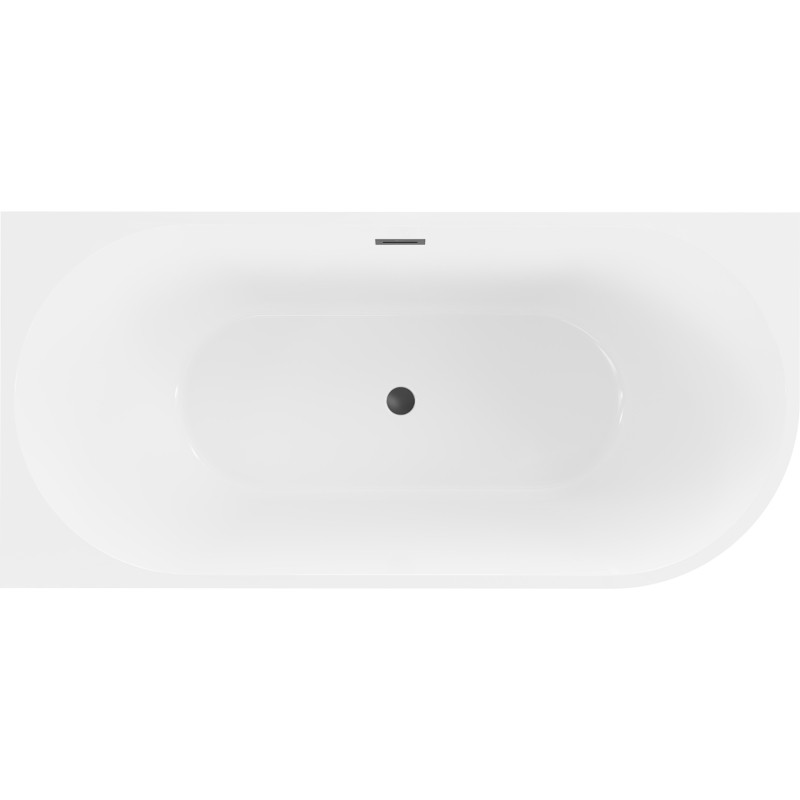 Mexen Mia Freistehende Eckbadewanne links 180 x 80 cm, weiß, schwarzer Überlauf - 52691808000L-70