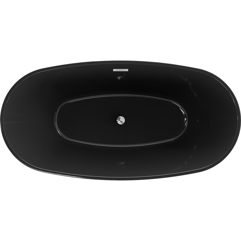 Mexen Eris freistehende Badewanne 170 x 80 cm, schwarz, Überlauf chrom - 53441708070-01