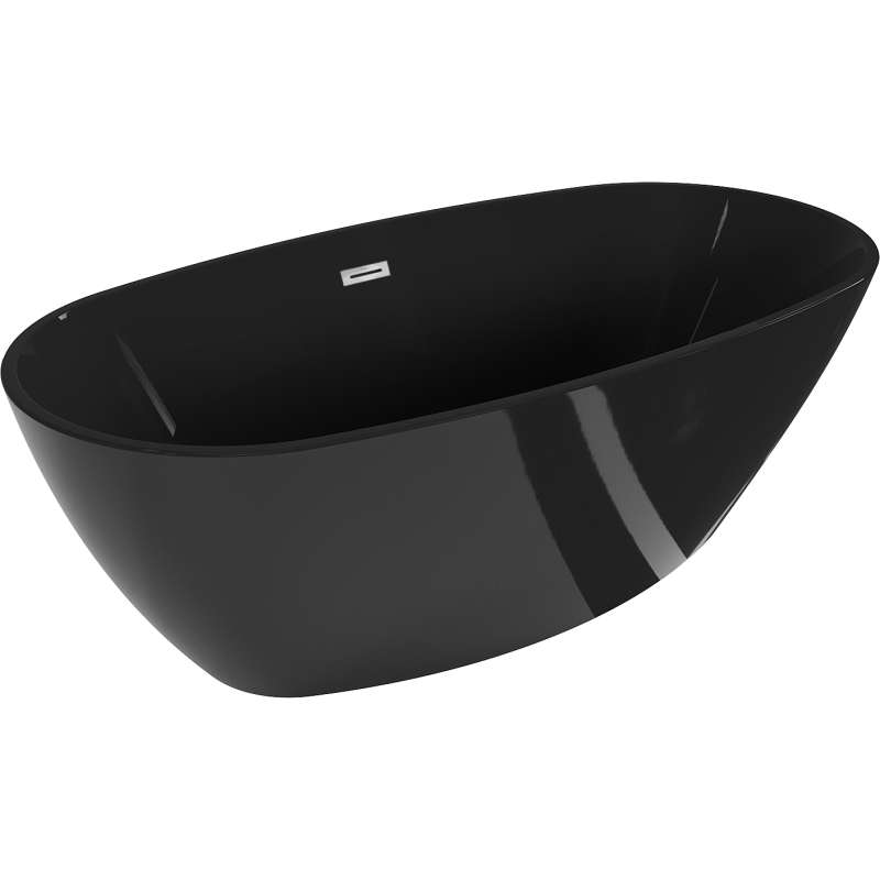 Mexen Eris freistehende Badewanne 170 x 80 cm, schwarz, Überlauf chrom - 53441708070-01