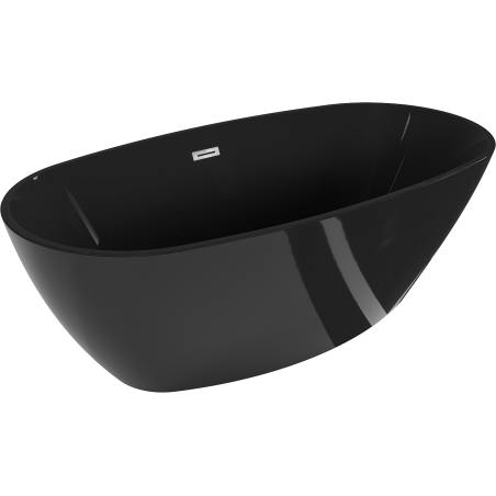 Mexen Eris freistehende Badewanne 170 x 80 cm, schwarz, Überlauf chrom - 53441708070-01