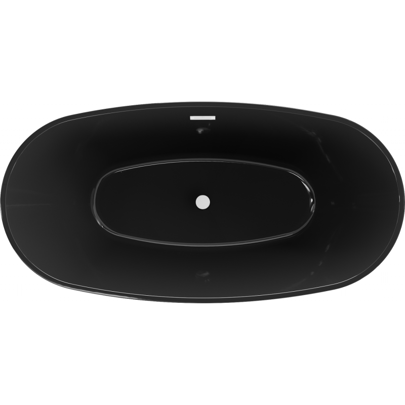 Mexen Eris freistehende Badewanne 170 x 80 cm, schwarz, weißer Überlauf - 53441708070-20