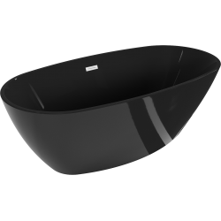 Mexen Eris freistehende Badewanne 170 x 80 cm, schwarz, Überlauf weiß - 53441708070-20