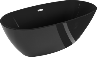 Mexen Eris freistehende Badewanne 170 x 80 cm, schwarz, weißer Überlauf - 53441708070-20