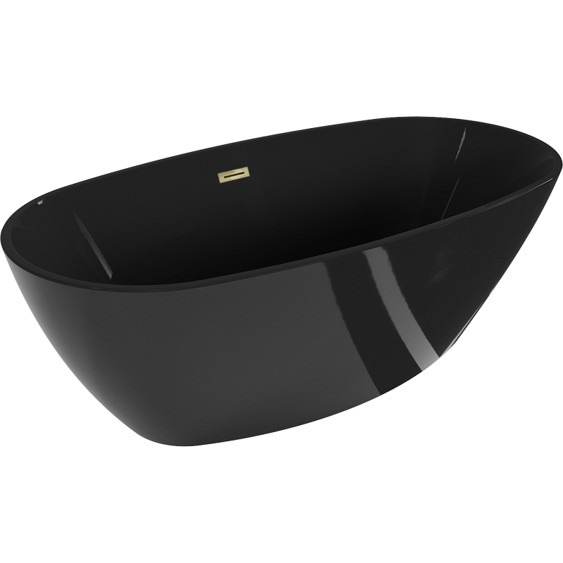 Mexen Eris freistehende Badewanne 170 x 80 cm, schwarz, Überlauf gold - 53441708070-50